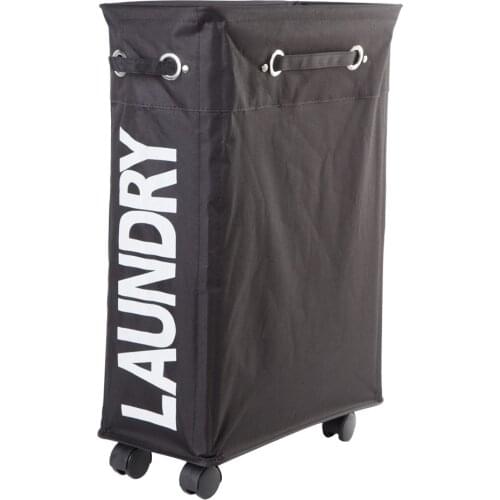 Rolling Corner Laundry Basket with Wheels Collapsible Slim Laundry Basket Hamper Dirty Clothes Washing Bag Organizer Accessories