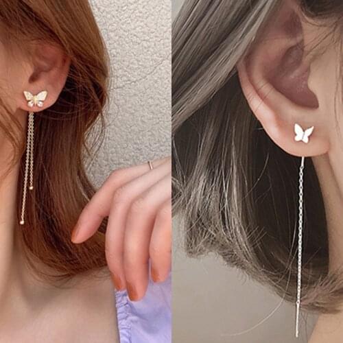 Fashion Butterfly Tassel Drop Earrings For Women Vintage Jewelry Party Wedding Bridal Accessories 2021 Trendy Dangle Earrings