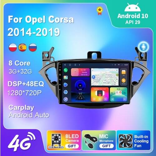 Mirrorlink Carplay Android 10 For Opel Corsa 2014-2019 Multimedia DVD Player 2Din Radio DSP Auto WIFI 4G Navigation GPS NO Tools