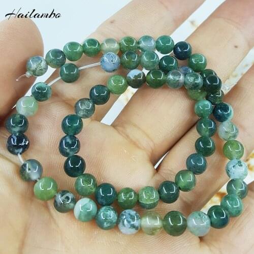 New Arrival 6mm 8mm 10mm Natural Moss Agate Round Bead For Making Jewelry DIY Necklace Bracelet Loose Beads Strand #LS13