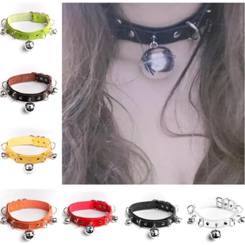 New Arrival Sexy Girl Big Bell Pendant Collar Necklace Women Double-Layer PU Leather Neck Chain Female Clavicle Necklace Jewelry