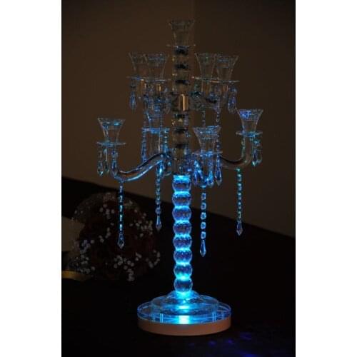 New Product Sale Lithium battery operated dreamlike Multi-color 8Inch led Centerpiece Light Base For Candelabra Crystal