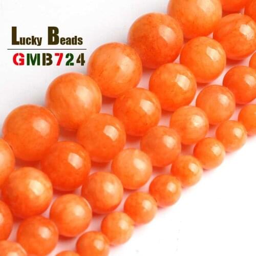 Orange Loose Stone Beads Natural Round Jades Stone Beads For Jewelry Making DIY Bracelet Necklace Pick Size 6/8/10/12mm 15inches
