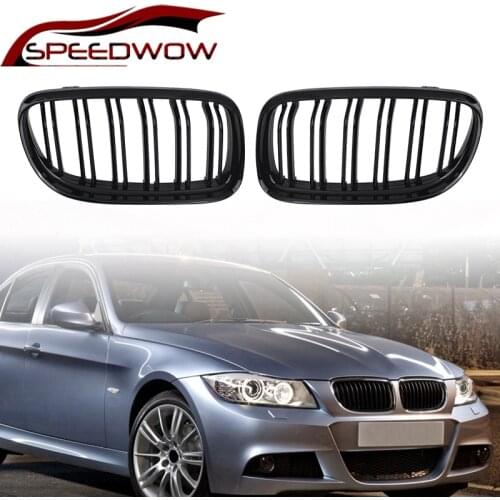 SPEEDWOW For BMW E90 2009 2010 2011 2012 Car Front Grille Gloss Matte Black Slat Kidney Grilles Car Exterior Parts 1 Pair