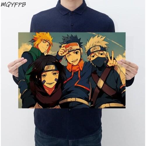 Japanese Anime A Collection of Characters Kraft Paper Poster Home Bedroom Wall Decoration Painting Core 50.5x35cm