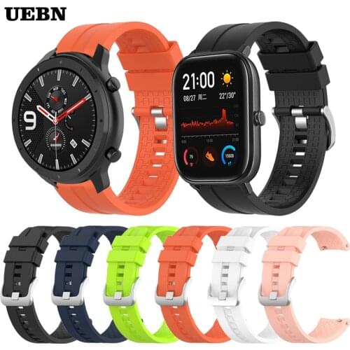UEBN 20mm 22mm Silicone Sport For Huami Amazfit GTS Strap for Amazfit GTR 42mm 47mm Bip S Stratos 3 Bracelet watchbands