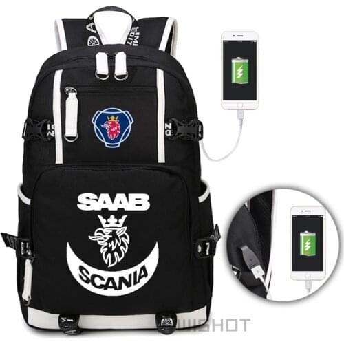 WISHOT SCANIA Saab backpack for teenagers Men women Fashion School Bag travel USB Charging bag Multifunction bag
