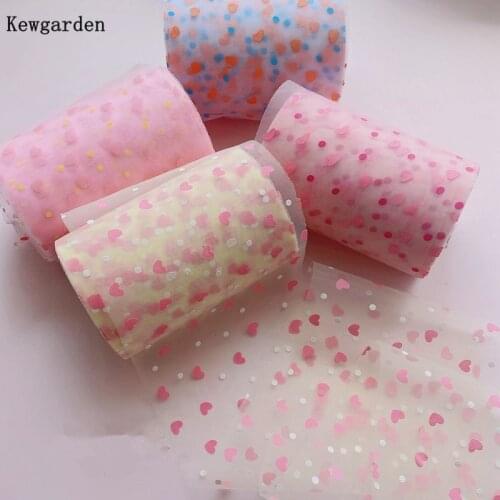 Kewgarden Print Cute Love Polyester Voile Ribbons 12cm Width DIY Bow Hair Accessories Handmade Tape Riband 10 Meters