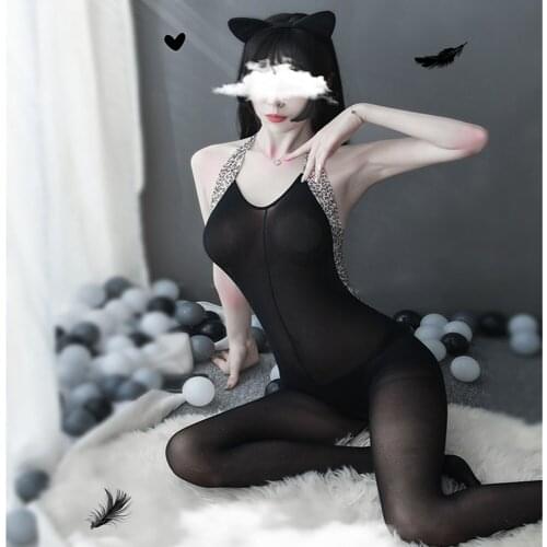 Sexy Leopard Costumes Backless BodyStocking Women Sex Open Crotch Teddy Lingerie Erotic BabyDoll Female Porno plus size BodySuit