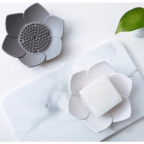 Lotus Flower Shape Silicone Soap Holder Home Bathroom Draining Soap Dish Holder Storage Tray Plate Holder Lotus flower shape