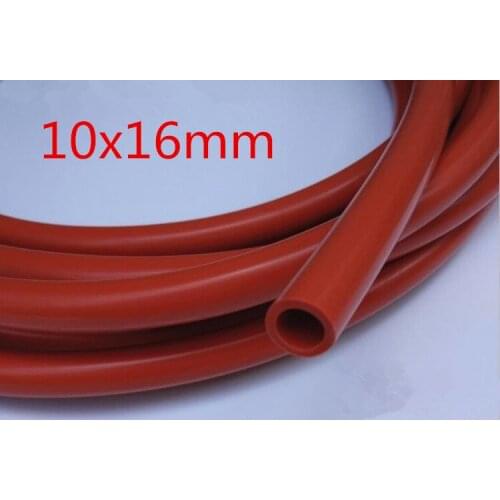 10mm ID 16mm OD 10x16 Red silicone tube silicone hose silica gel flexible pipe High temperature resistant silicon rubber tubing