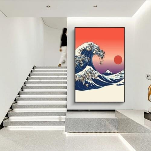 Modern Wall Art The Great Wave Off Kanagawa Canvas Posters on The Wall Classical Famous Seascape Wall Cuadros Cuadros