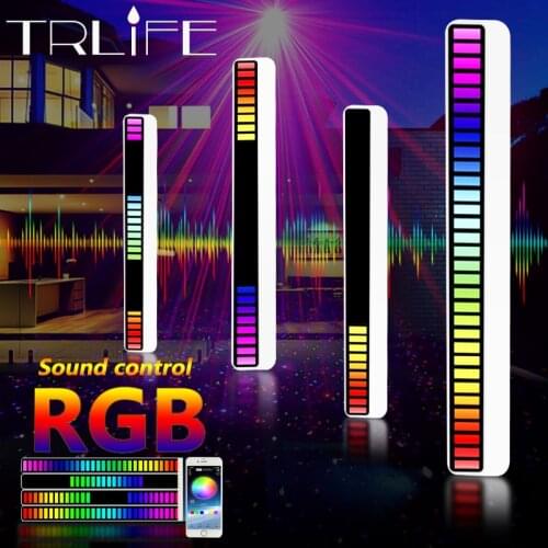 32LED Strip Light Sound Control Light Phone APP Control Voice-Activated Pickup Rhythm Lights Colorful Music Ambient Light Bar