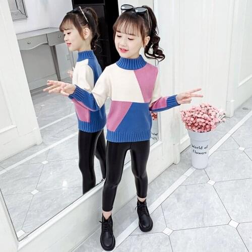 Girls Sweater Pullover 2020 New Winter Childrens Fashion Foreign Style Knit Sweater Tops Girls Sweater Thick Bottoming Shirt