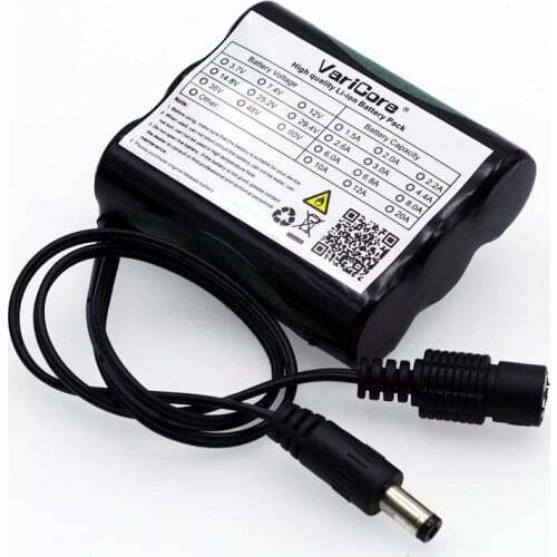 VariCore 12 v 2600 mAh 18650 Li-ion Rechargeable battery Pack for 35W LED Lamp CCTV Camera DC plug 5.5*2.1MM