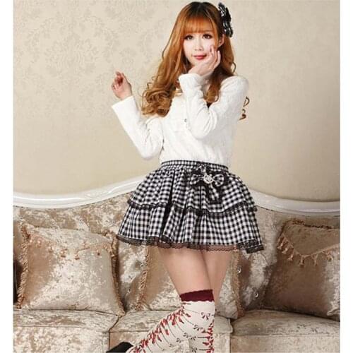 Japanese Fashion Sexy Mini Skirts Lolita Girls Princess Classic Black and White Plaid Preppy style Short Elegant Ladies Bottoms