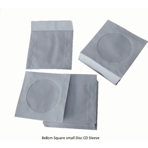 100pcs/pcs 8x8cm Square small Disc CD Sleeve 80gsm White Paper Bag Cover D Packaging Envelopes type wedding party favor