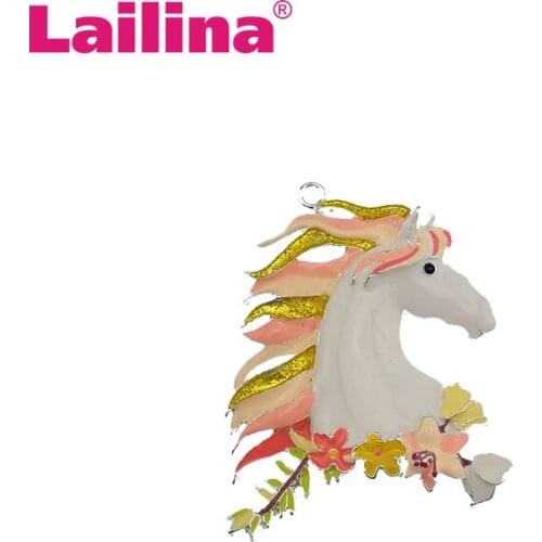 30pcs/lot White enamel horse head Pendant Necklace