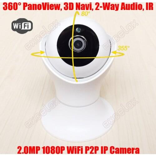 3D Navi Panoramic Onvif AP WiFi 1080P 2MP HD Wireless Nanny Robot Baby Monitor IP Camera Home Mobile Phone Video Surveillance