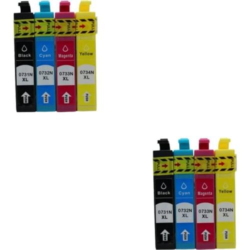 8pcs Luocai For Epson T0731N-0734 stylus tx210 cx4900 tx410 C90 CX3900 CX3905 CX4905 CX5500 CX5600 CX5900 CX7310 Printer