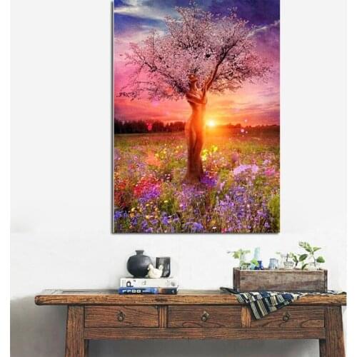 5D DIY Diamond Painting Landscape Life Tree Cross Stitch Patterns Full Drill Resin Diamond Painting kits for Embroidery Decor