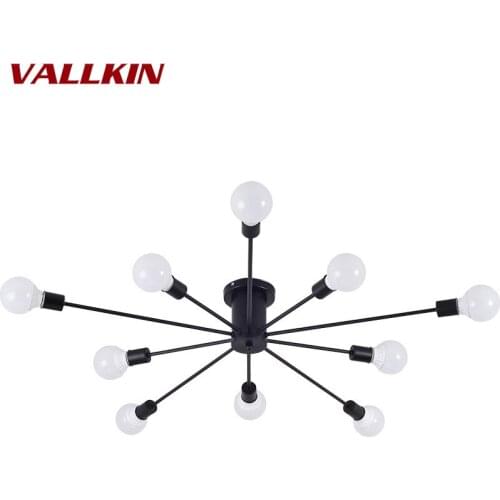 American Ceiling Lights Vintage for Living Bedroom Industrial Black Lamparas Iron Frame Fixtures Lighting Modern Ceiling Lamp