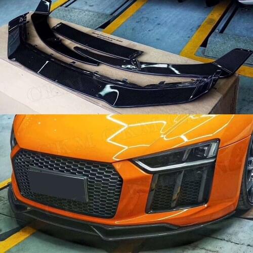 Car Racing Carbon Fiber Front Bumper Lip Spoiler Splitters Body Kits for Audi R8 2016 2017 2018 2019