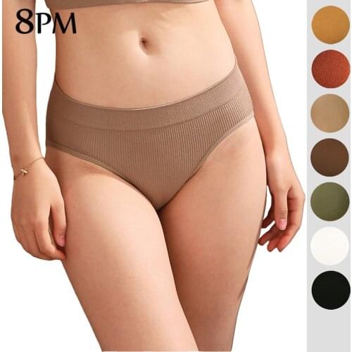 2PCS/Set Cotton Panties Women Solid Color Seamless Comfort Underwear Panties Sexy Female Lingerie Briefs Black White ouc776 8PM