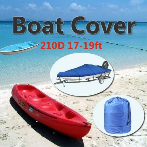 FREE SHIPPING 210D Speedboat Camping Fishing Boat Cover Accessories Car Covers 17-19ft Ski V-Hull Waterproof UV Protected BLUE