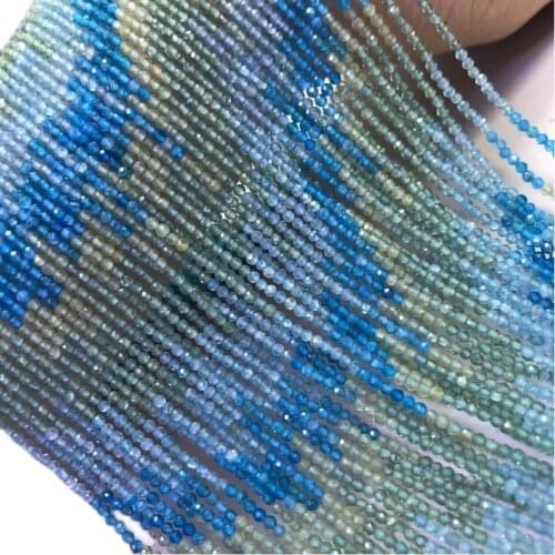Loose beads ROUND/ROUNDELLE FACETED Gradient BLUE Apatite 3mm for DIY wholesale 14" FPPJ gemstone