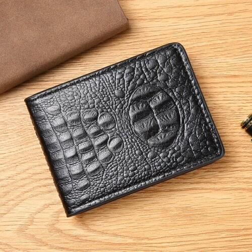 Genuine Leather Driver License Holder Black Crocodile Pattern Card Holder Case for ID Passport Card Mens Wallet Cards Wallets