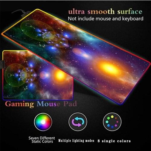 Colorful Starry Sky Mouse Pad Game Console RGB Large Computer Desk Mouse Pad LED Backlight Keyboard Keyboard Pad Game Carpet Cs