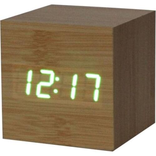 Mini wood alarm clock led display desktop digital clock clock Electronic alarm clock creative cute small wood species