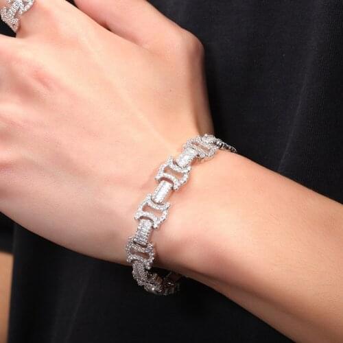 Men Bracelets AAA Zircon Bracelet Hip Hop Simple I-shaped Bracelet Punk Bracelet Jewelry Valentines Day Joy Gifts for Boyfriend