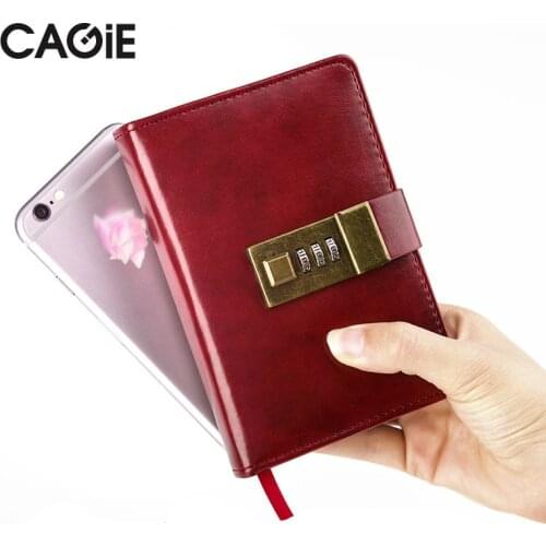 High Quality Retro A7 Agenda with Password Lock Soft Leather Monthly Planner Squared Notebooks Simple Office Personal Diary