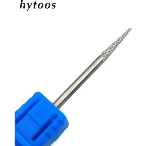 HYTOOS Spear Tungsten Carbide Nail Drill Bit 3/32" Rotary Cuticle Burr Bits For Manicure Drill Accessories Nail Milling Cutter