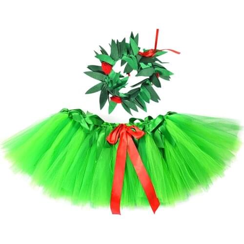 Hawaiian Hula Lilo Dancing Costume With Straw Hat Kids Girls Green Grass Leaves Hawaii Party Costume For Holiday Vacation Photos