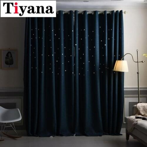 Tiyana Solid insulated thermal insulated thermal curtains Bedroom Blackout Cloth Summer Romantic Cortinas JK038X