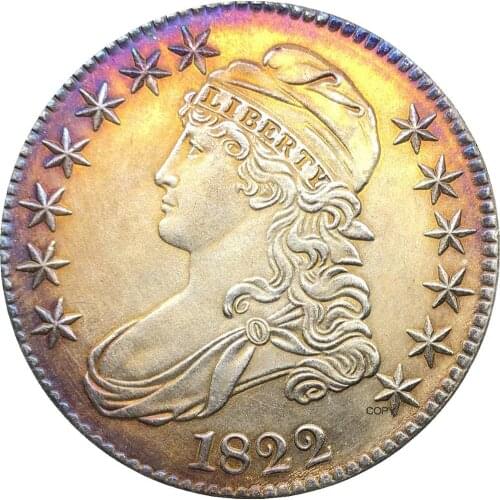 United States 50 Cents ½ Dollar Liberty Eagle Capped Bust Half Dollar 1822 Cupronickel Plated Silver Copy Coin