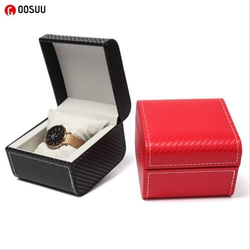 Leather Watch Box Cases Pillow Carbon Fiber Watch Boxes Storage Organizer Container Gift for Men Watch boxes for Apple iWatch