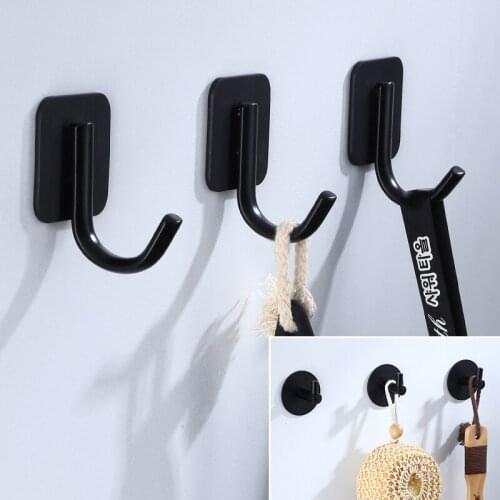 3PCS Robe Hook Black Bathroom Hook for Towel Bag Hat Nail Free Stainless Steel Clothes Coat Hook Towel Hanger Bathroom Hardware