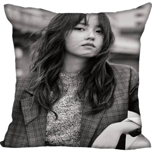 Custom Kpop Kim So Hyun Printed Square silk Pillowcases 40x40cm,35x35cm One Side Satin Pillowcase Custom Logo