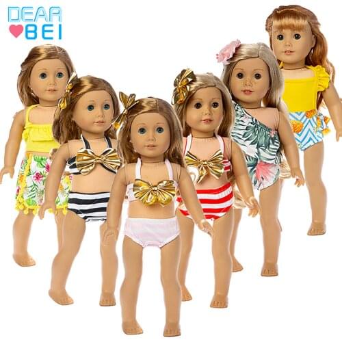 D&B 2021 New Style Summer Swimsuit Doll Clothes Shoes New Born Fit 18 inch 43 cm Beautiful Dress Doll Accessories Baby gift