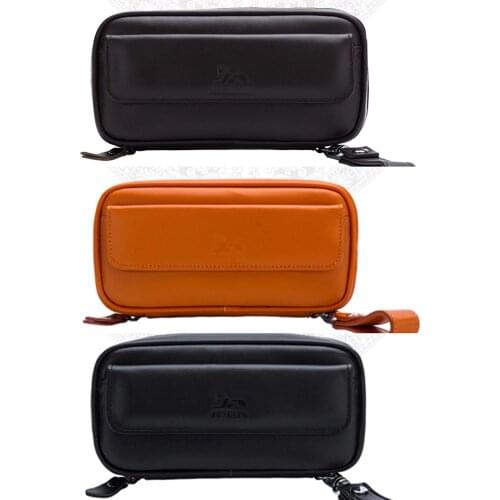 LUBINSKI Genuine Leather 2 Pipes Cigar Cigarette Case Bag Pipe Pocket Pipe Holder Tobacco Tool Storage For Cohiba