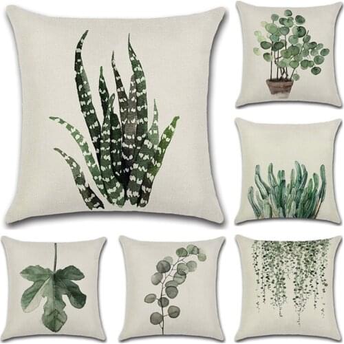 Small fresh green plant pillowcase back cushion cover pillowcase home sofa car cushion cover