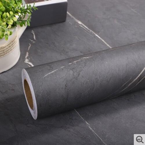 Matte Self-Adhesive Panels Pvc Marble Stickers Thick Black Stone Kitchen Waterproof Cabinet Desktop Dining Table Wallpaper