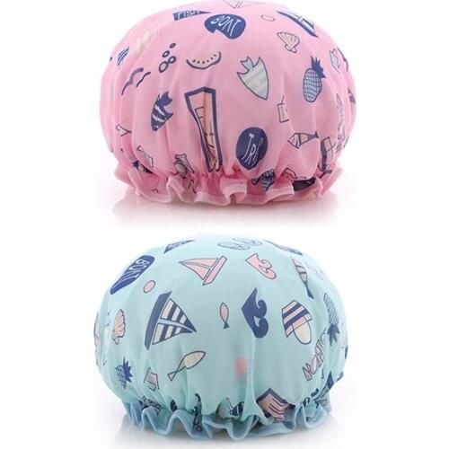 Reusable Waterproof Beautifully Designed Shower Cap High Elasticity And Durable Shower Cap Nylon Fabric PEVA Lining