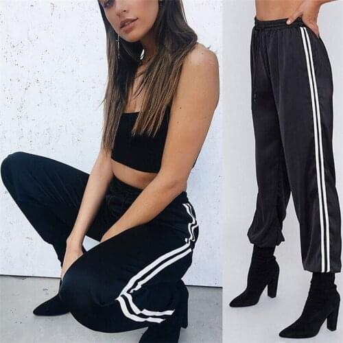 Fashion Women Joggers Trousers 2020 Casual Loose Side Striped Long Pants Sweatpants Trousers Leggings Sweat Wear Plus Size M-XL