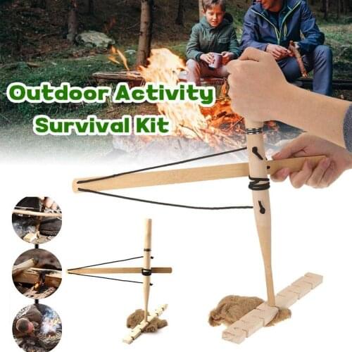 Fire Bow Drill Kit Fire Starter Primitive Wood Survival Practice Friction Fire Tool Scout Outdoor Activity Kits Camping Tools