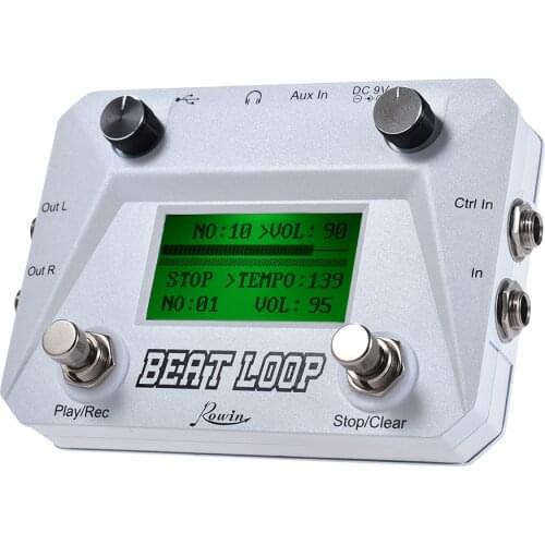 Rowin BEAT LOOP Recording Guitar Effect Pedal Max. 50min Recording Time Built-in 40 Drum Sounds with LCD Display